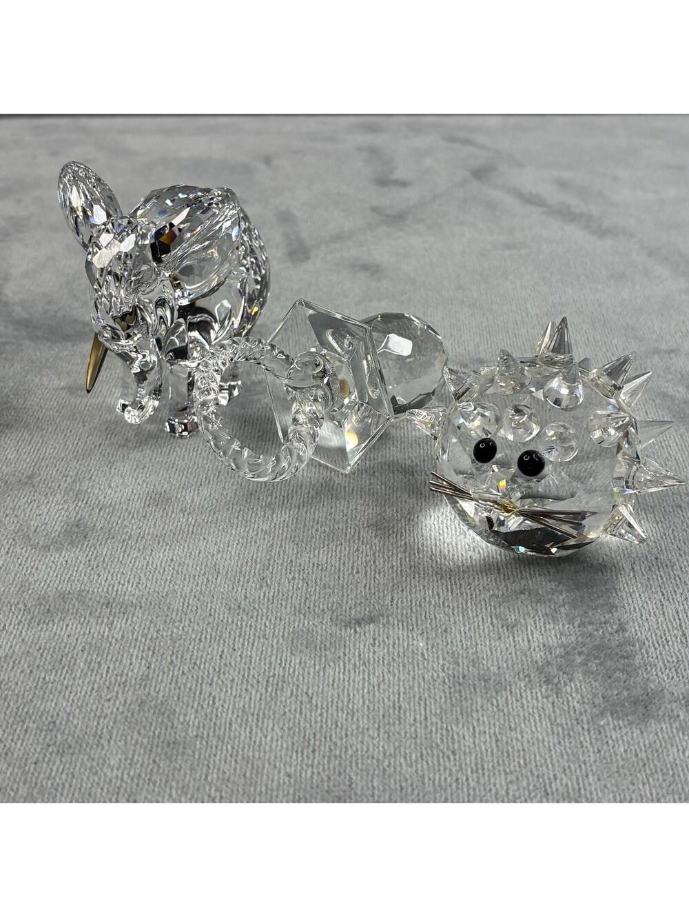 Vintage Swarovski Crystal Figurines Lot 3 Elephant Hedgehog Pacifier AS IS